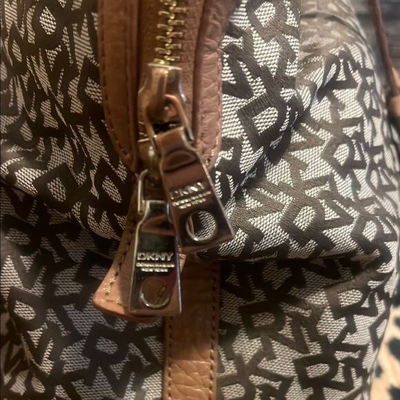 DKNY Brown and Tan Logo Satchel - Picture 11 of 13